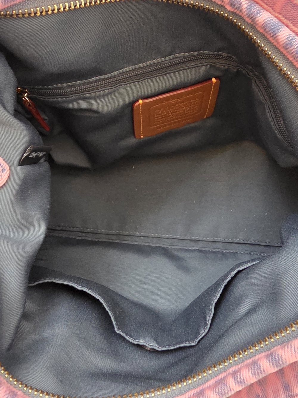 Custom Hand-Dyed Pink Coach Laurel Shoulder Bag | Reworked Denim with Charms - Picture 14 of 15
